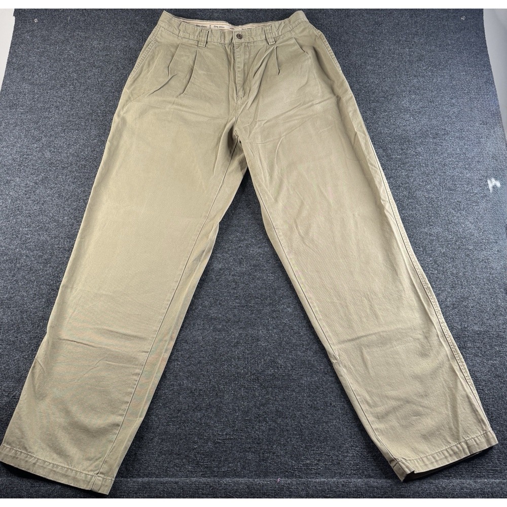 Tommy Bahama Pleated Pants 100% Cotton 36x34 Pleated Beige Khakis Y2K Vintage